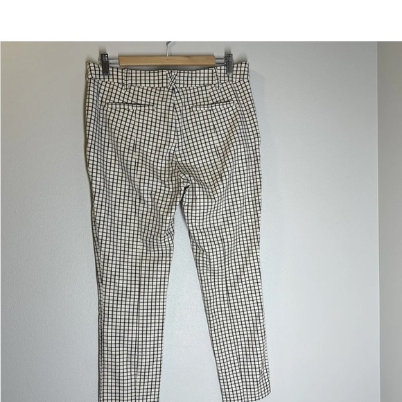 Anthropologie Essential Slim Trouser Crop Pants Ivory Black Check Womens Sz 10 - Picture 10 of 14